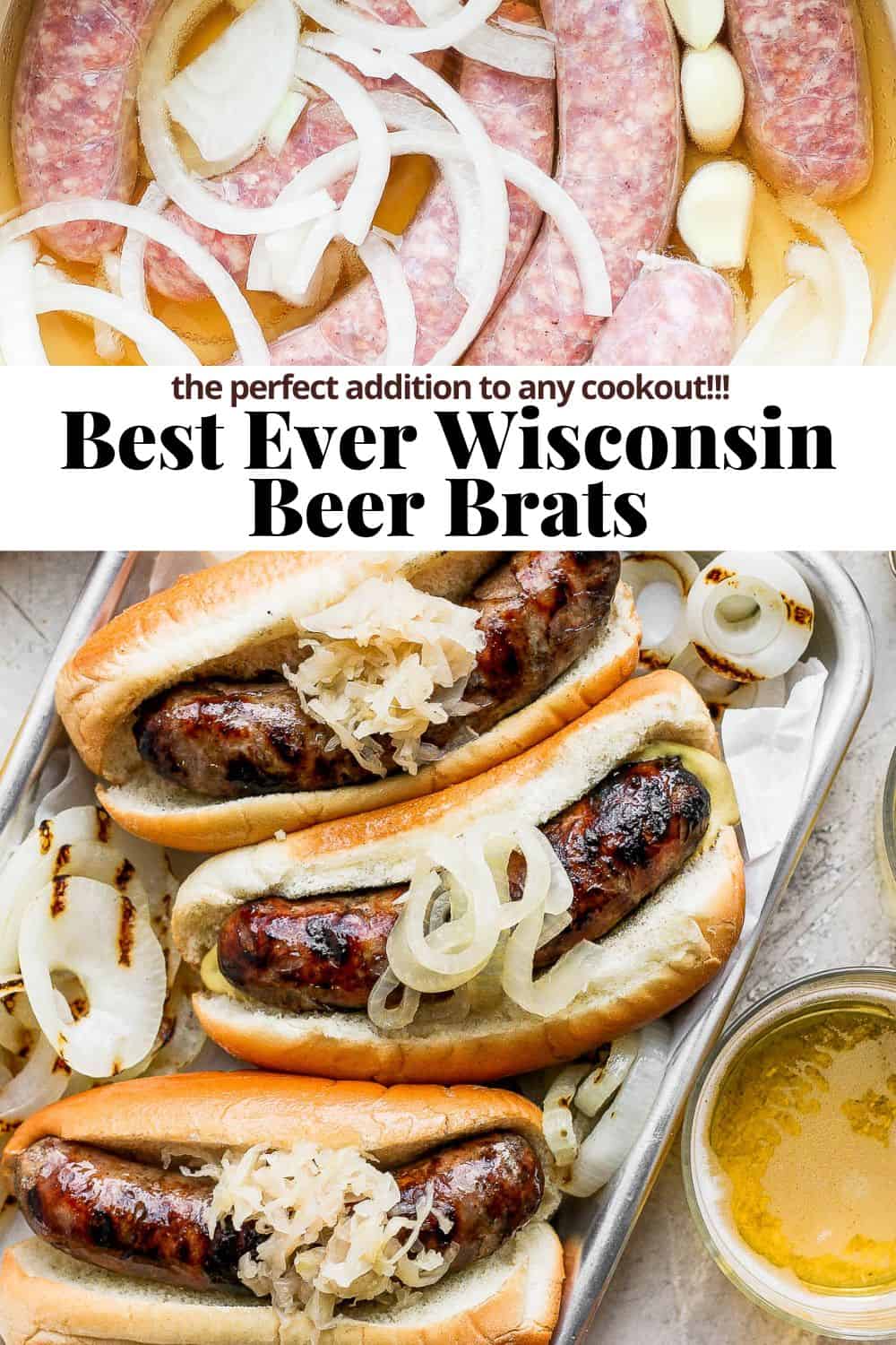 Pinterest image for the best beer brats.