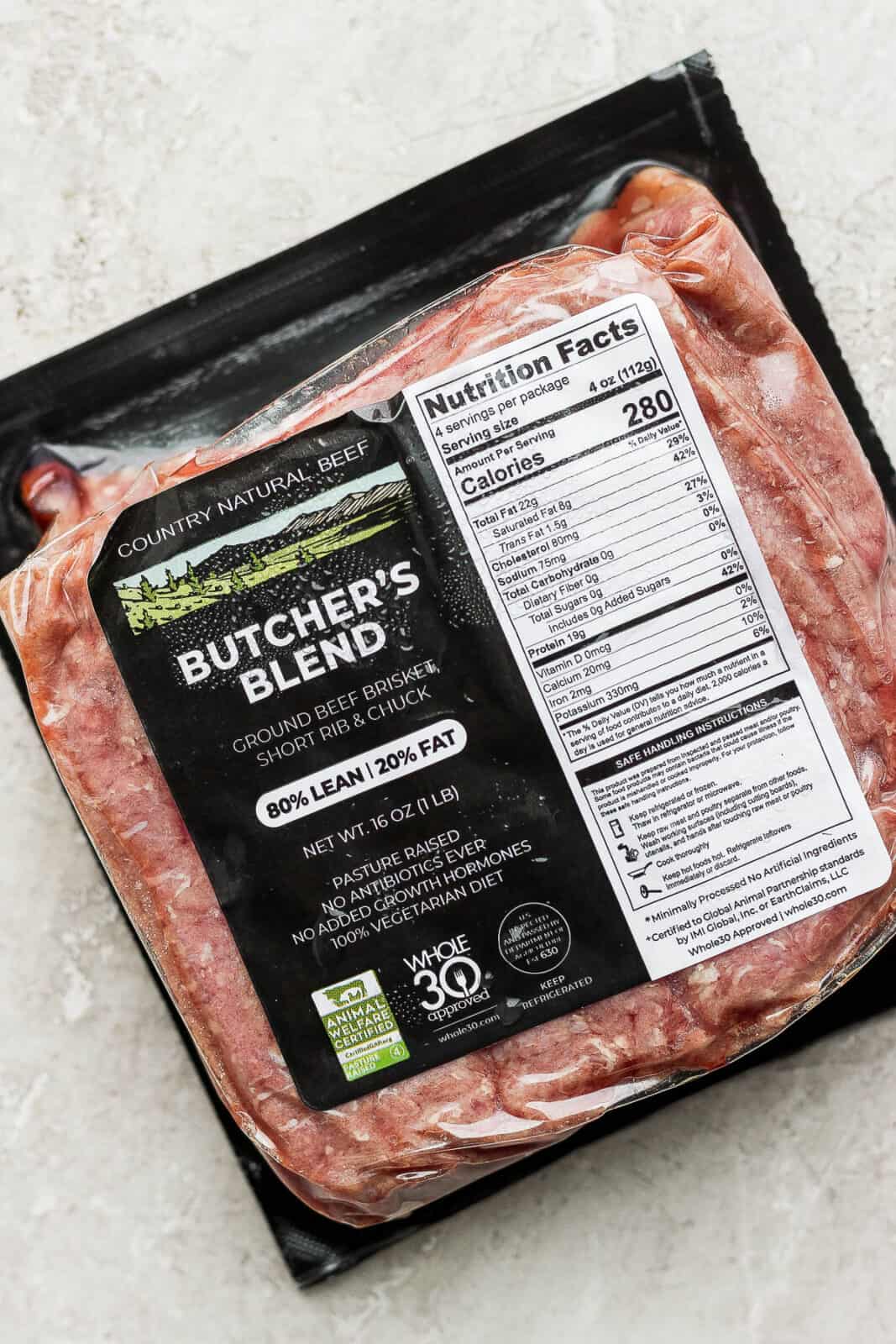 A package of Country Natural Beef Butcher Blend Ground beef. 
