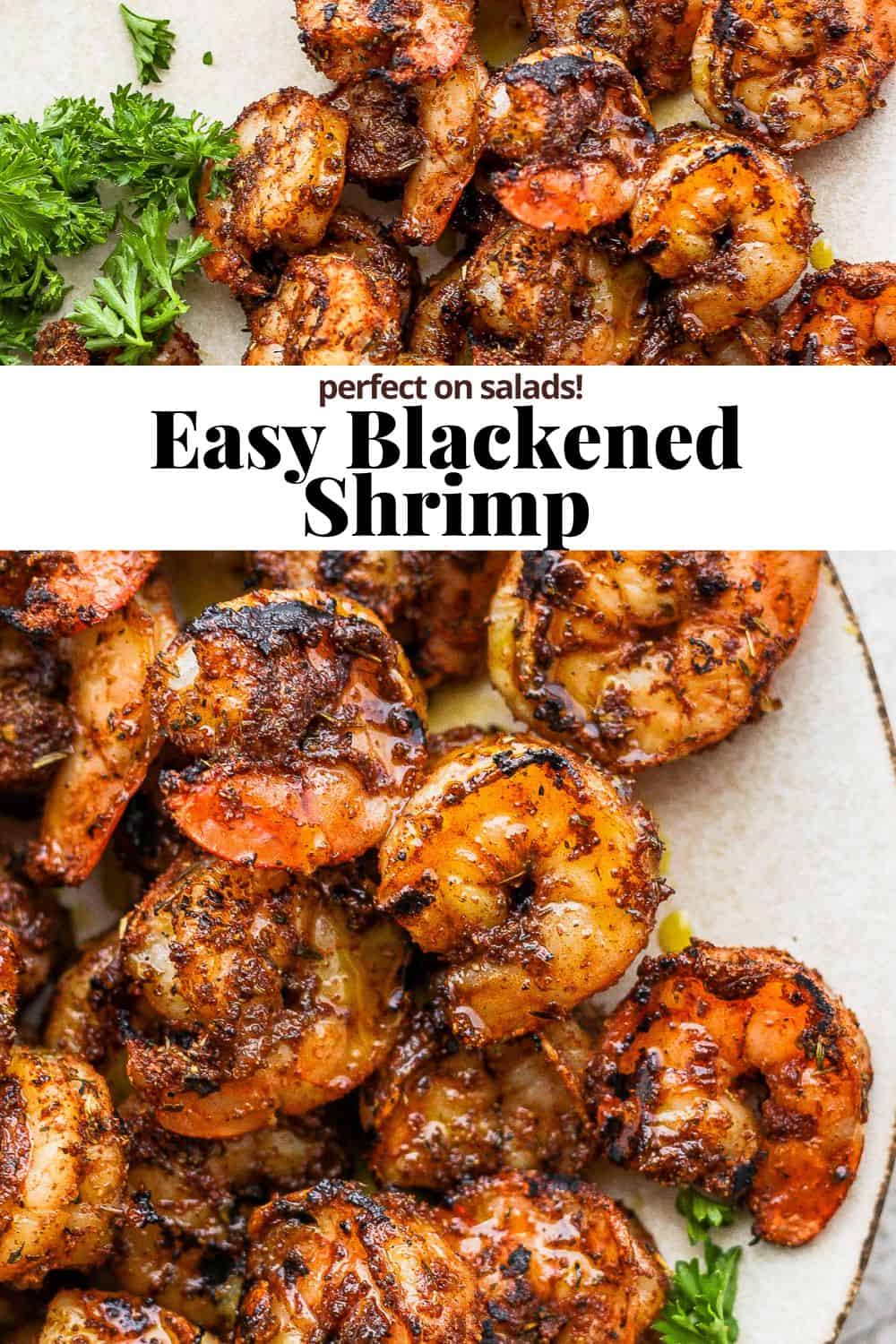 Pinterest image for blackened shrimp.