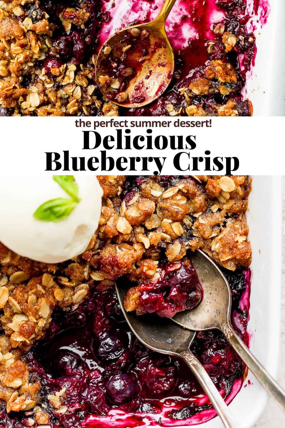 Pinterest image for blueberry crisp.