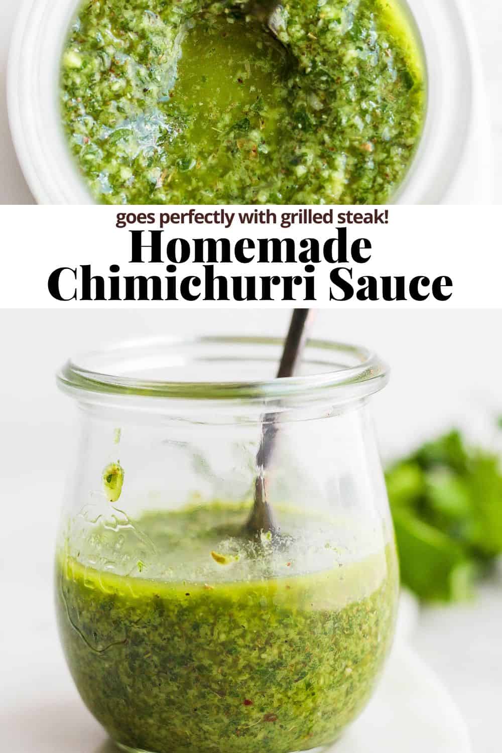 Pinterest image for chimichurri sauce.