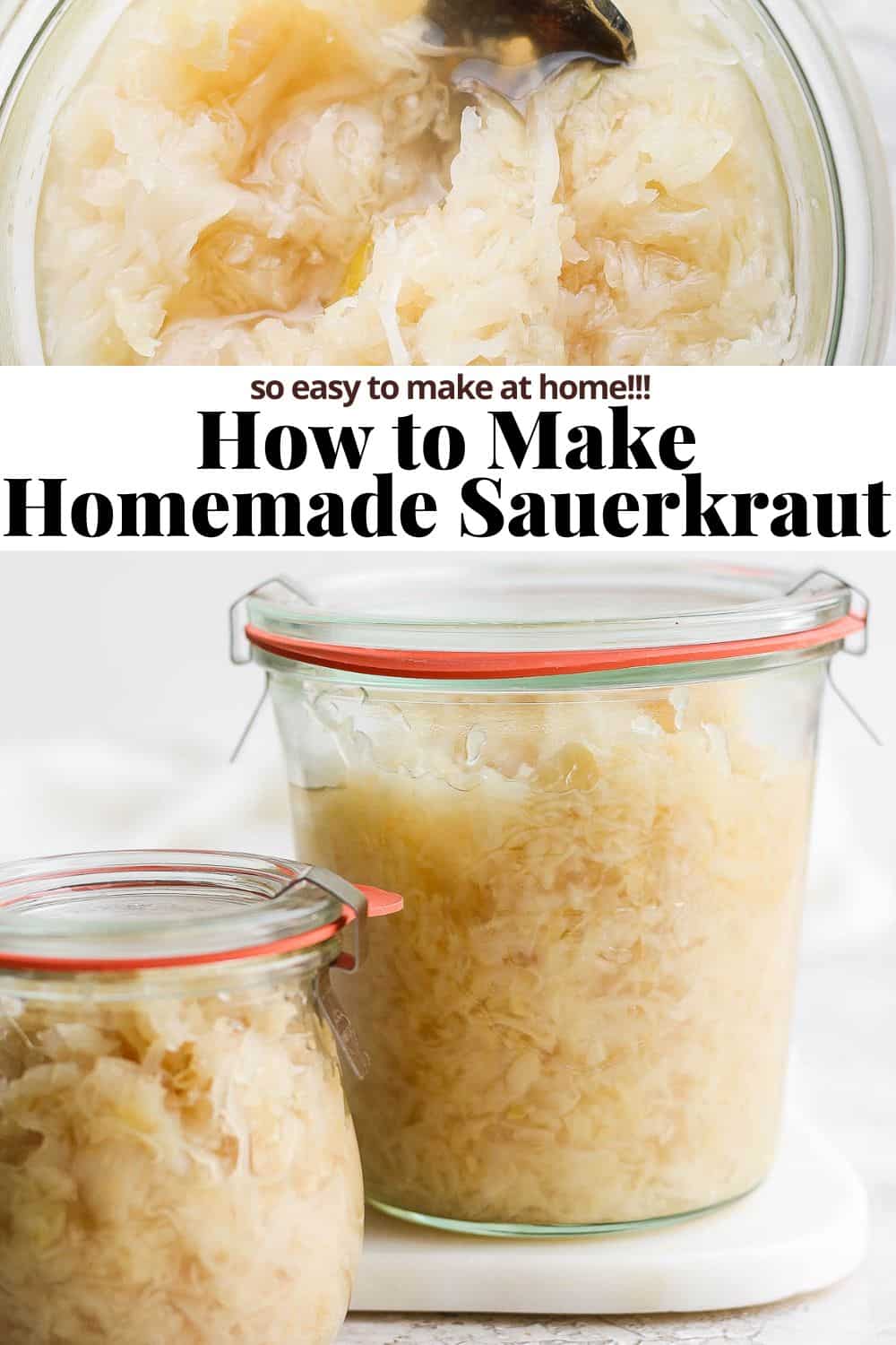 Pinterest image for homemade sauerkraut.