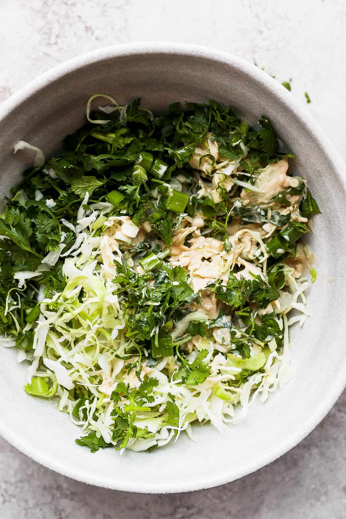 Bowl of chipotle lime slaw. 