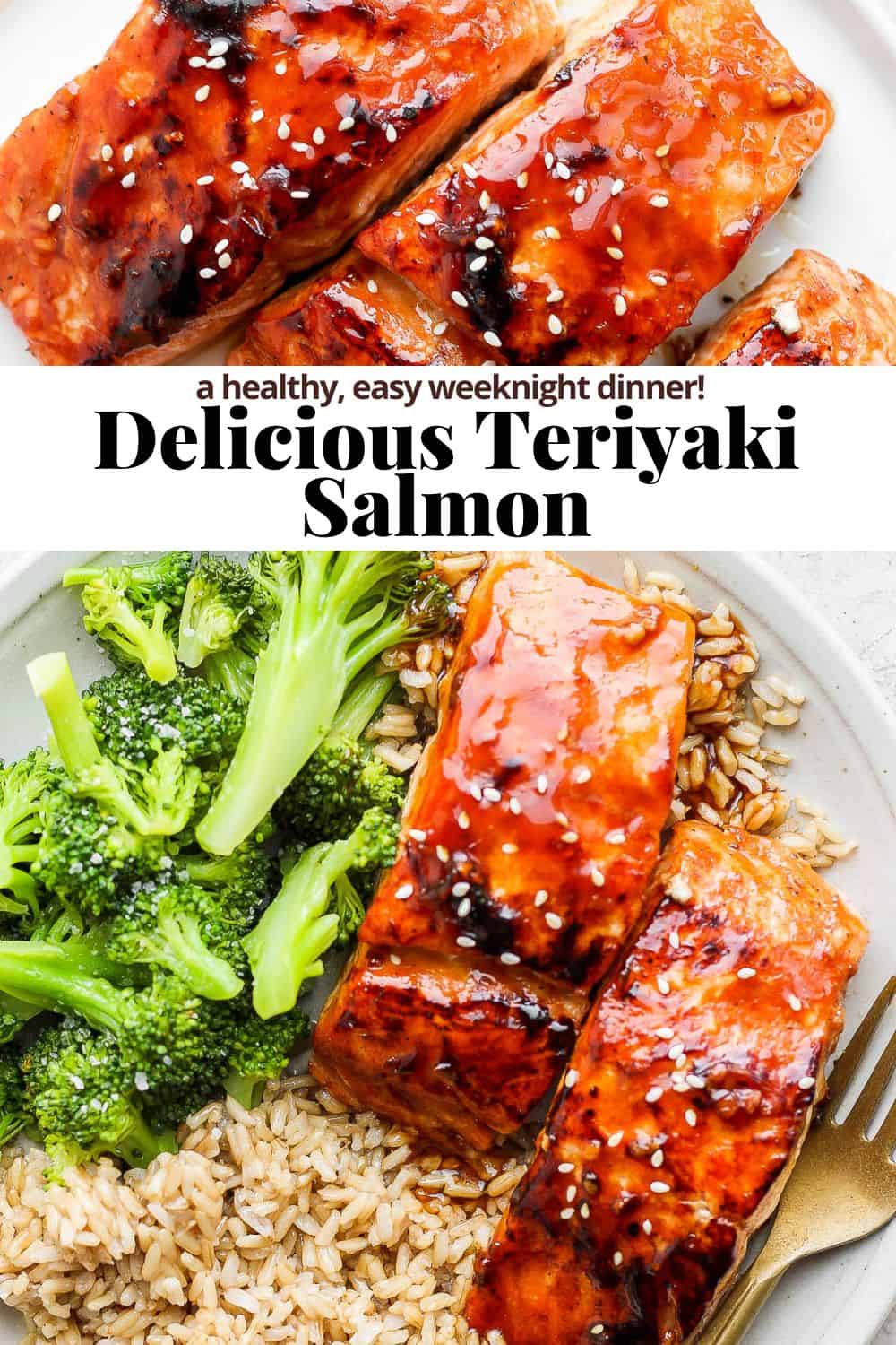 Pinterest image for teriyaki salmon.
