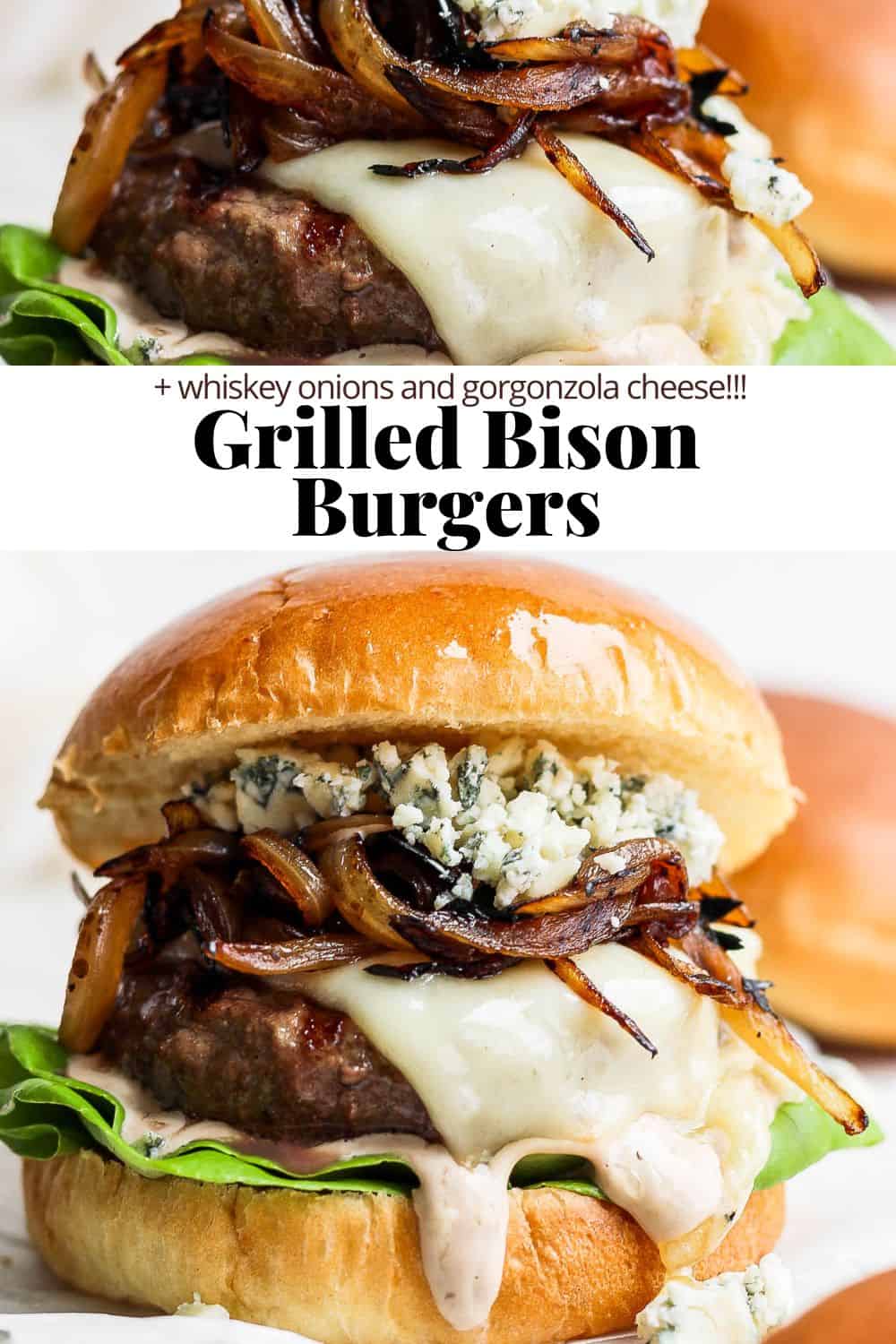 Pinterest image for bison burgers.
