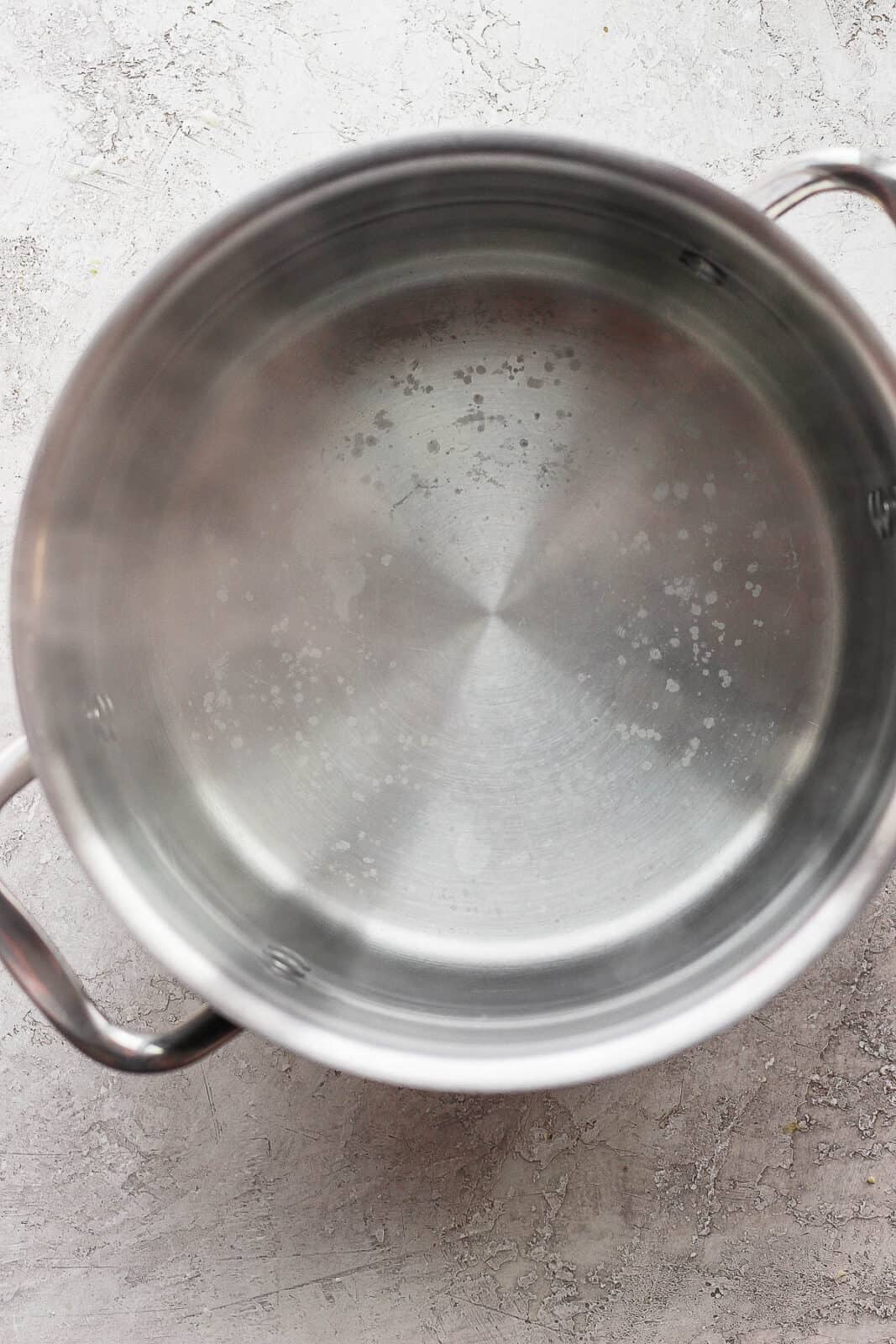 A pot of water.