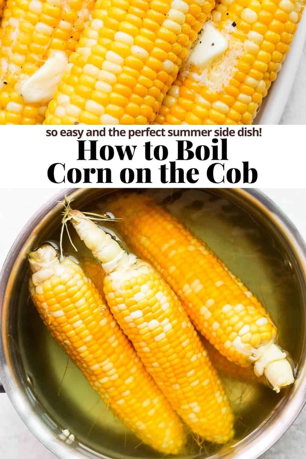 Pinterest image for how to boil corn.