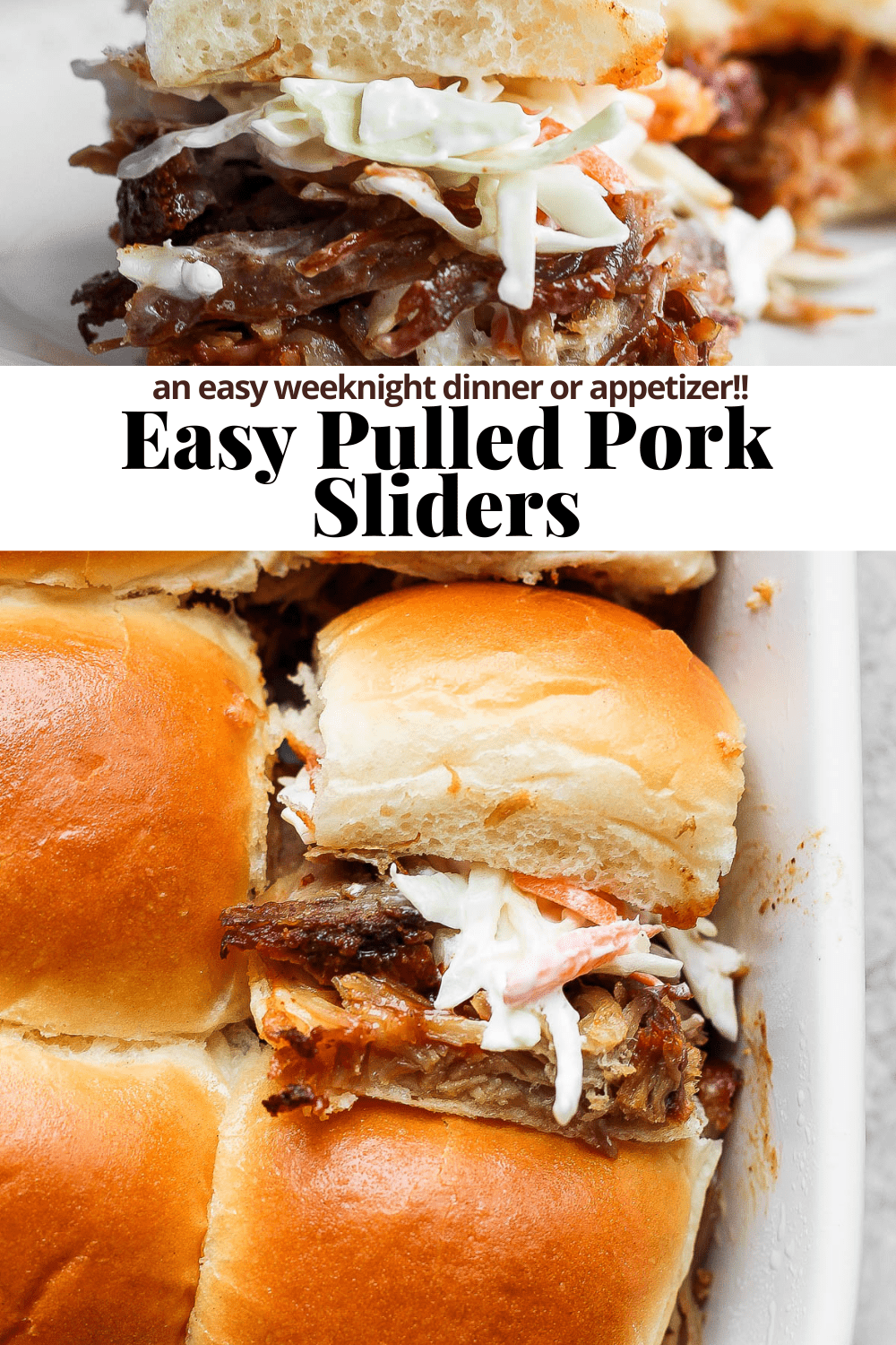 Pinterest image for pulled pork sliders.