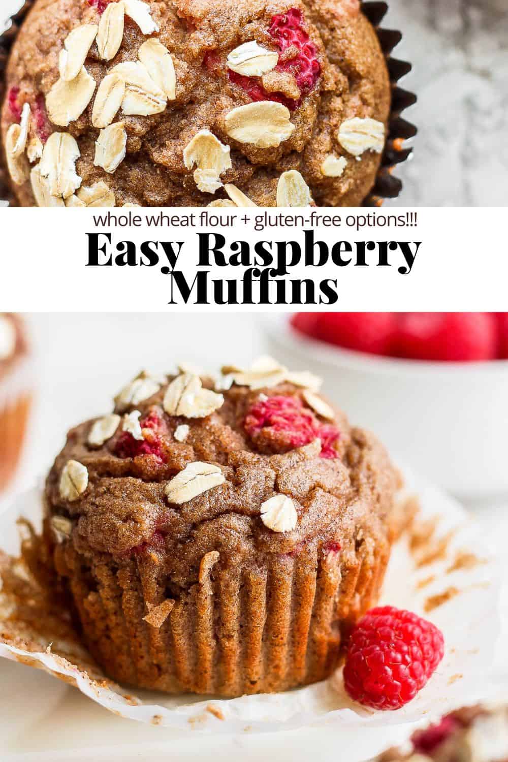 Pinterest image for raspberry muffins.