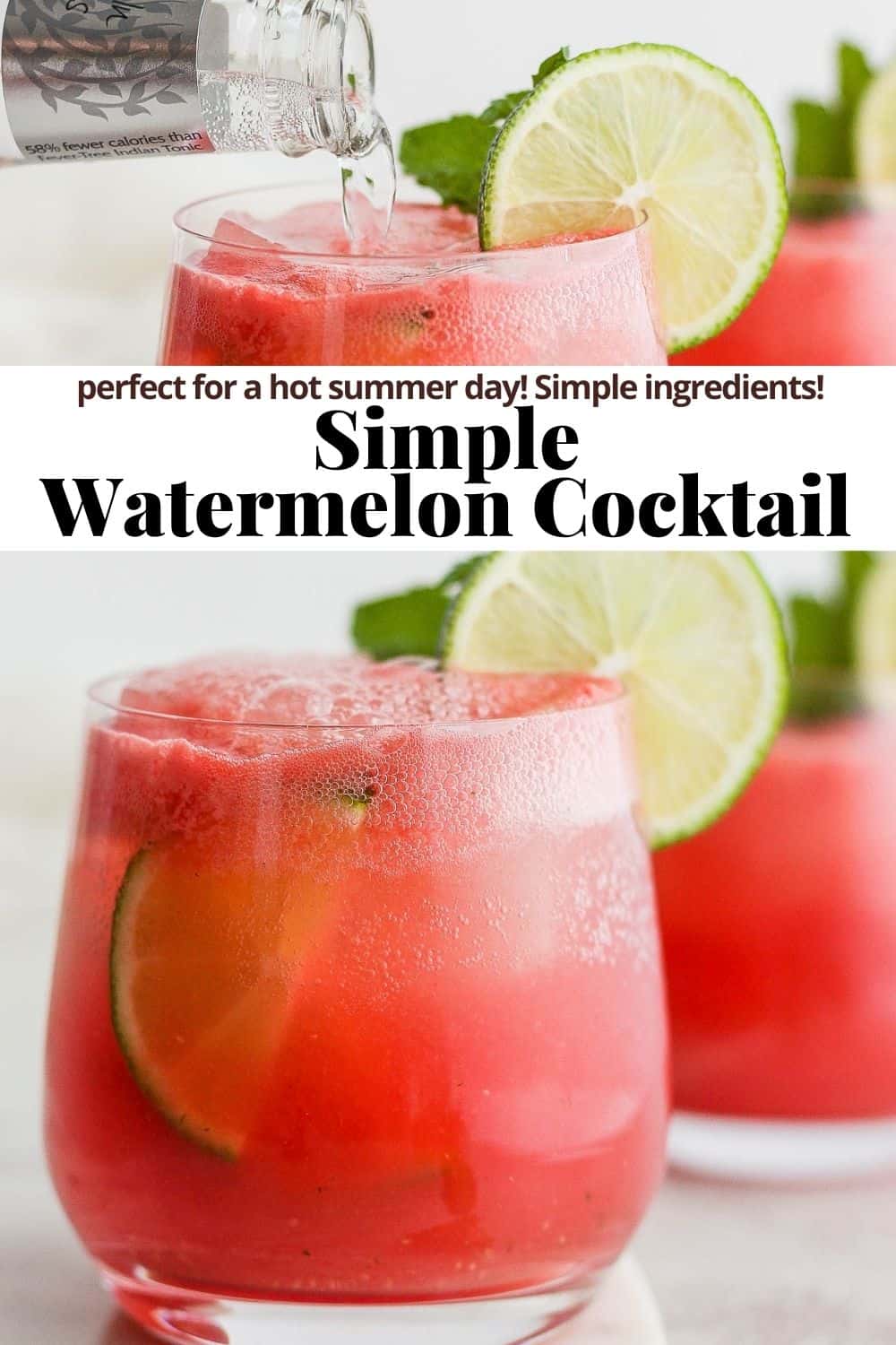 Pinterest image for a simple watermelon cocktail.