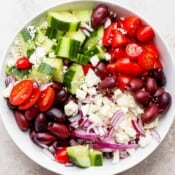 Bowl of Greek Cucumber Salad.