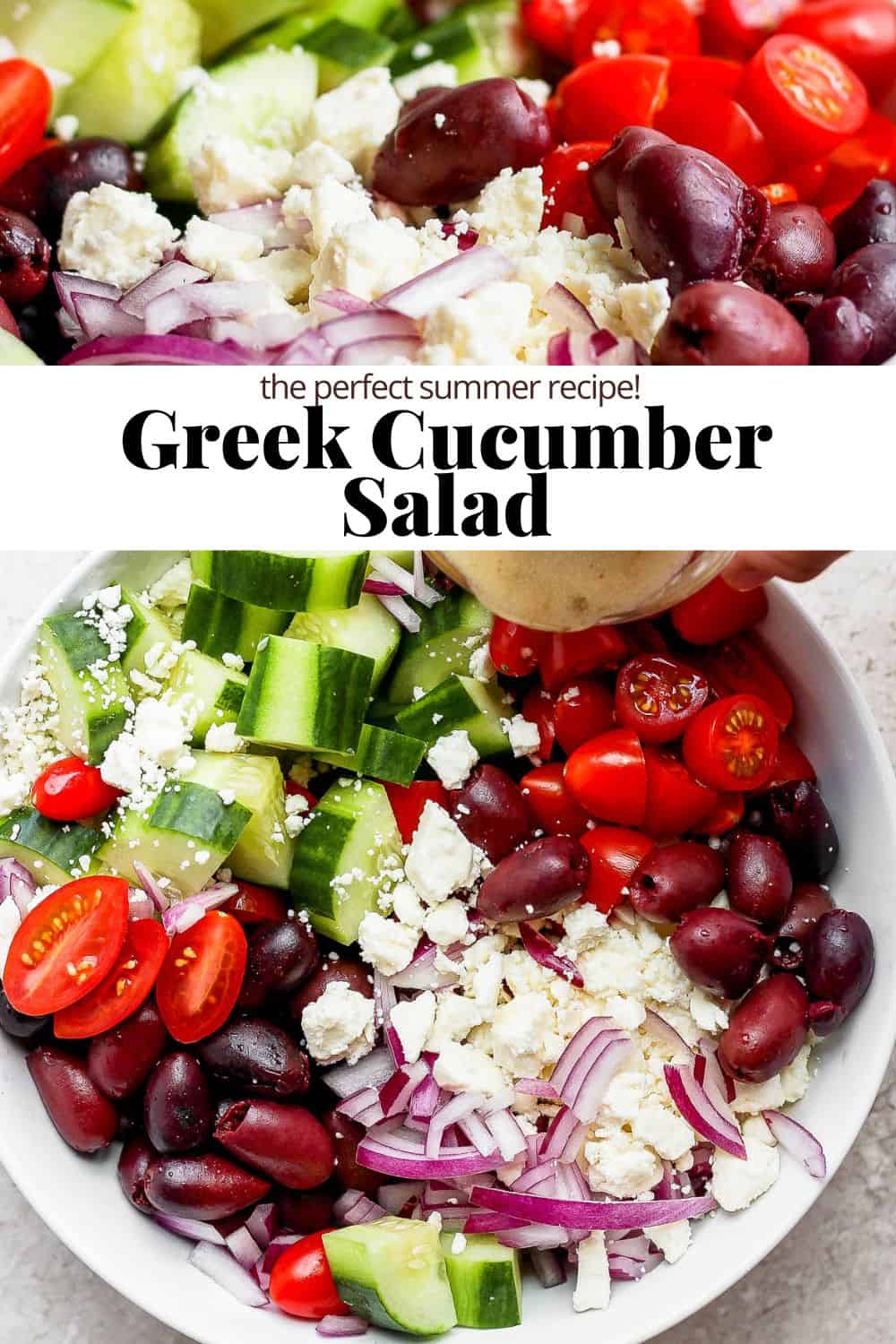 Pinterest image for greek cucumber salad.