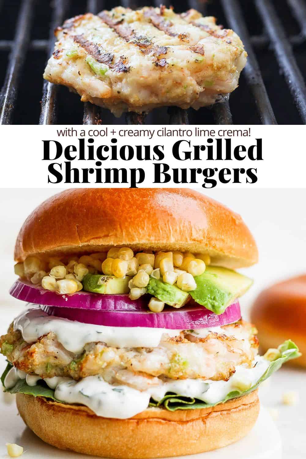 Pinterest image for shrimp burgers.