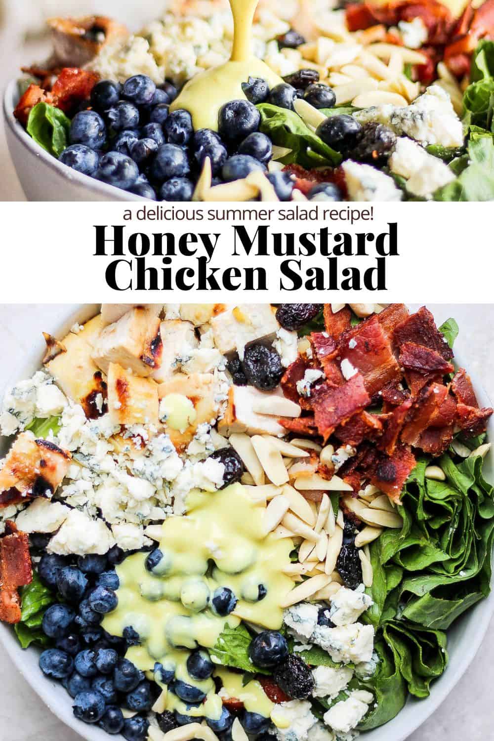 Pinterest image for honey mustard chicken salad.