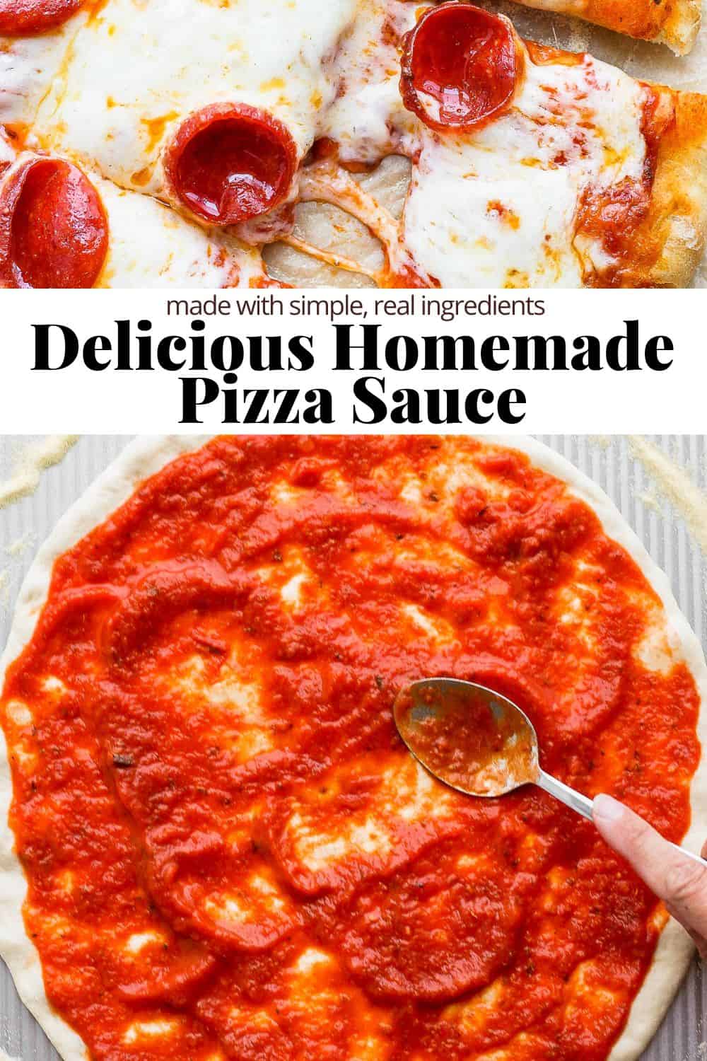 Pinterest image for homemade pizza sauce.