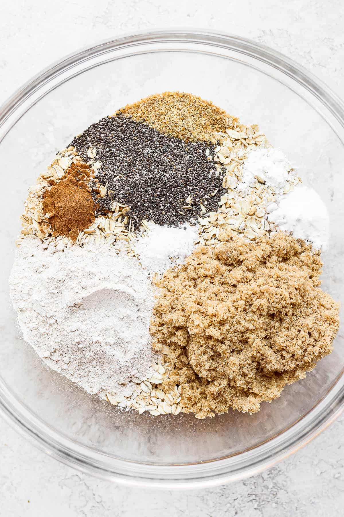 The dry ingredients in a bowl.