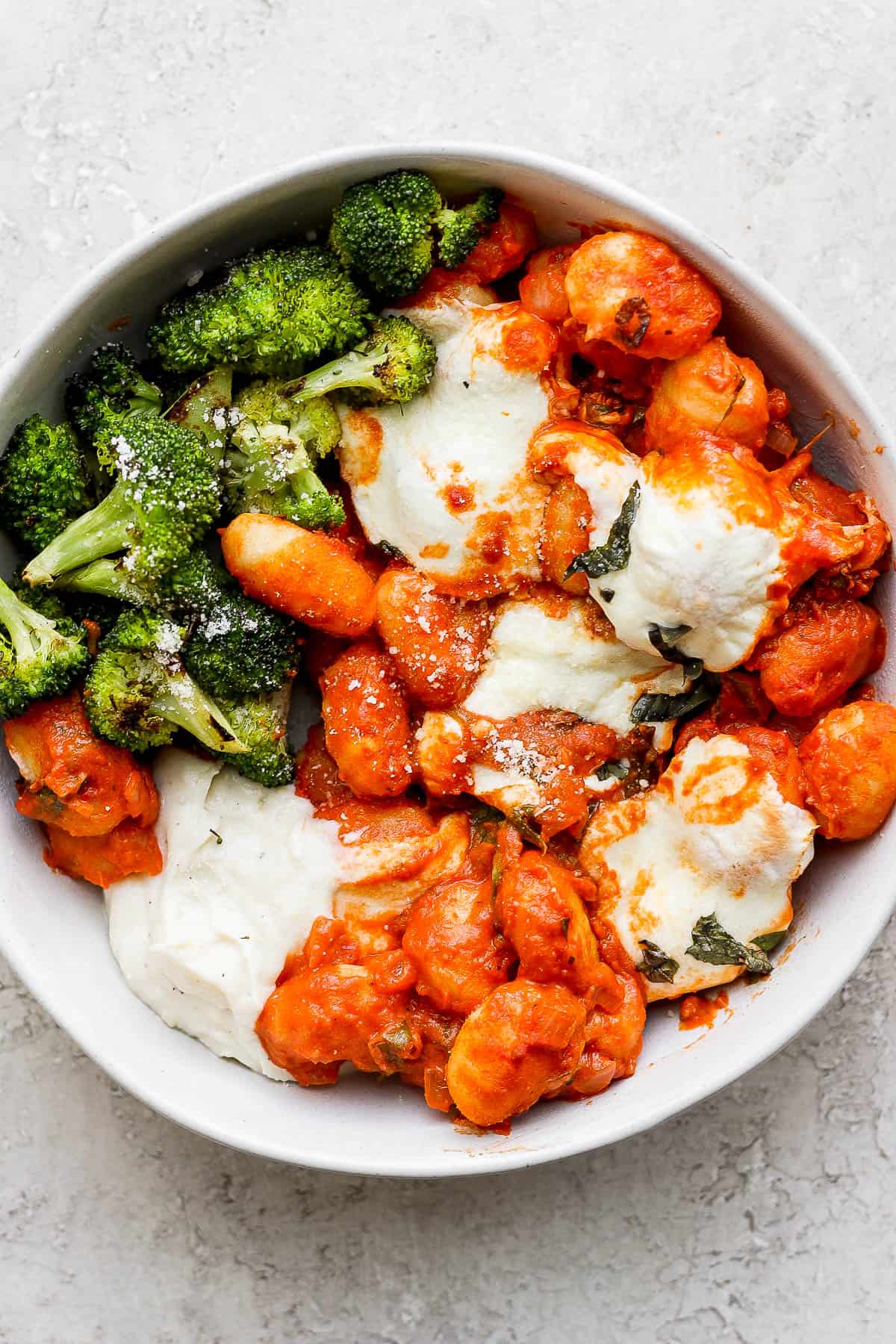 Whipped ricotta added to some baked gnocchi.