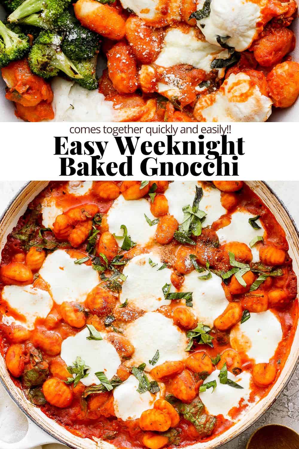 Pinterest image for baked gnocchi.