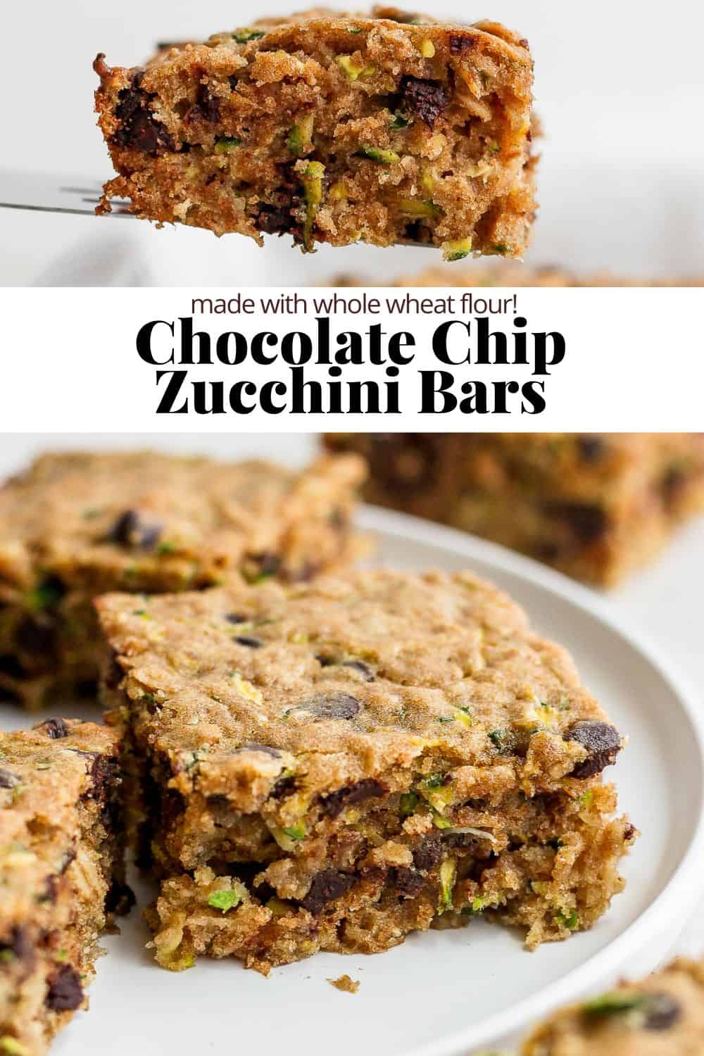 Pinterest image for chocolate chip zucchini bars.