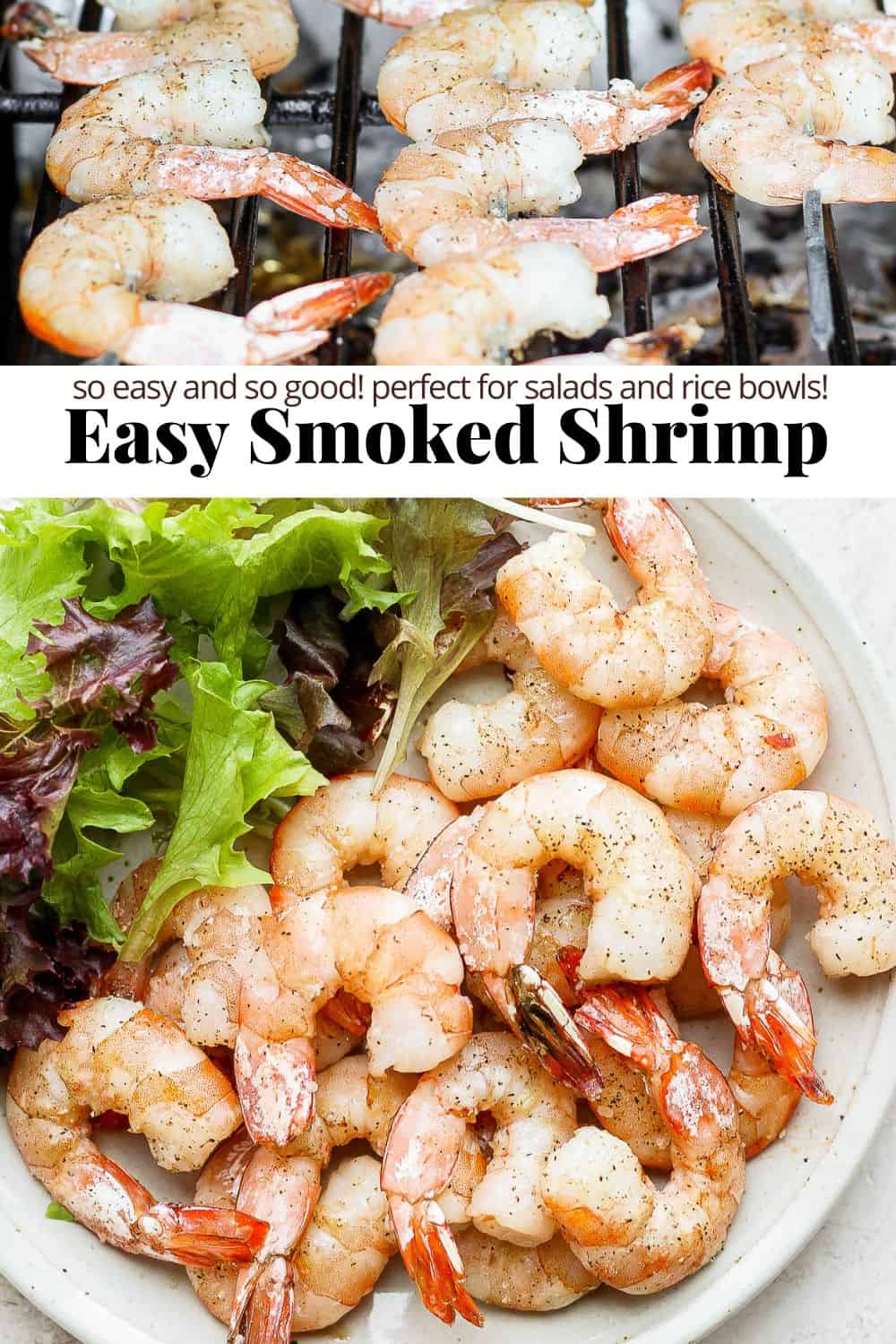 Pinterest image for smoked shrimp.