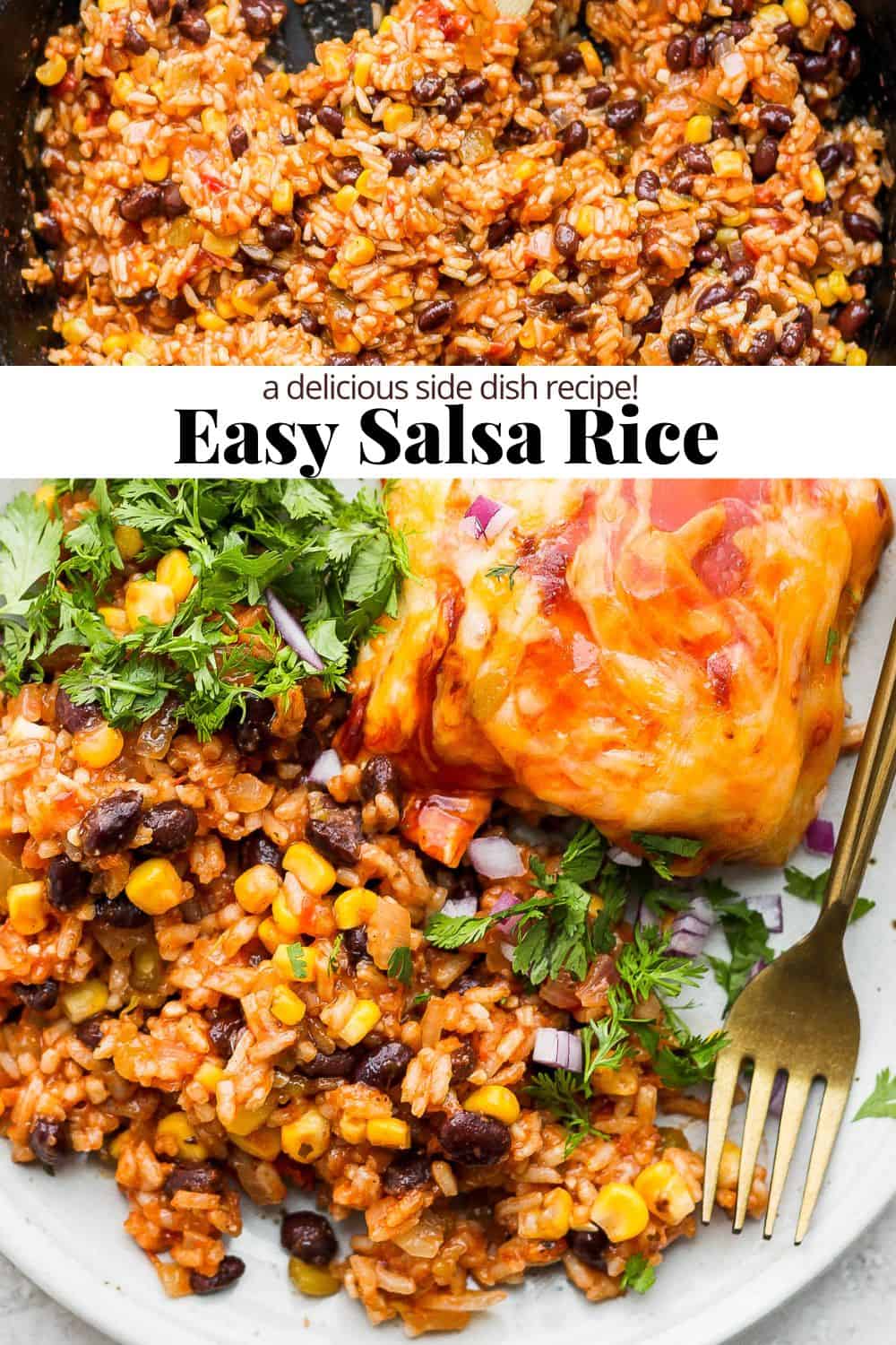 Pinterest image for salsa rice.