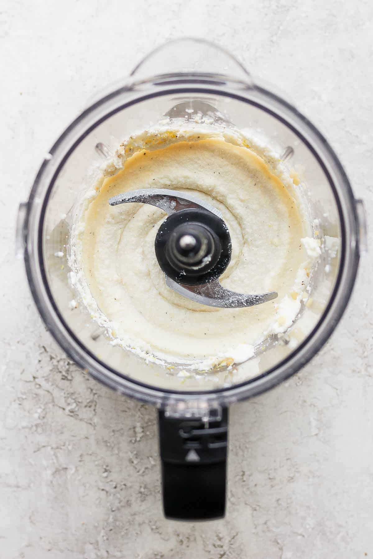 Whipped ricotta in a food processor.