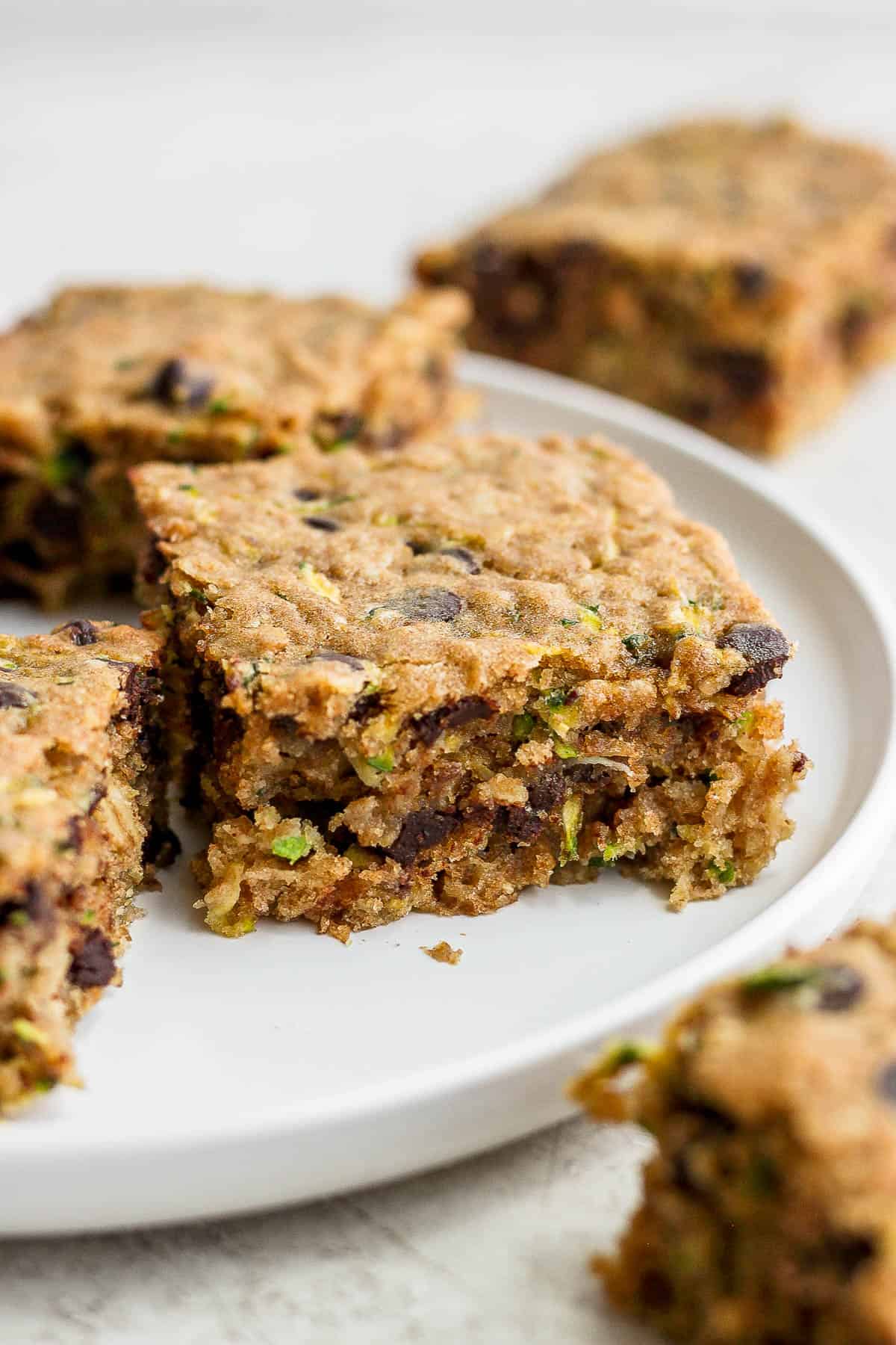 Easy chocolate chip zucchini bars.