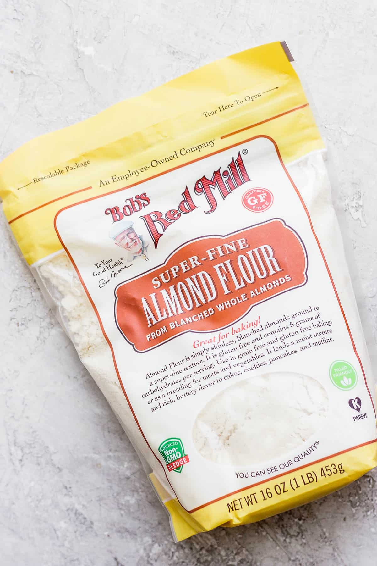 A bag of Bob's Red Mill super-fine almond flour.