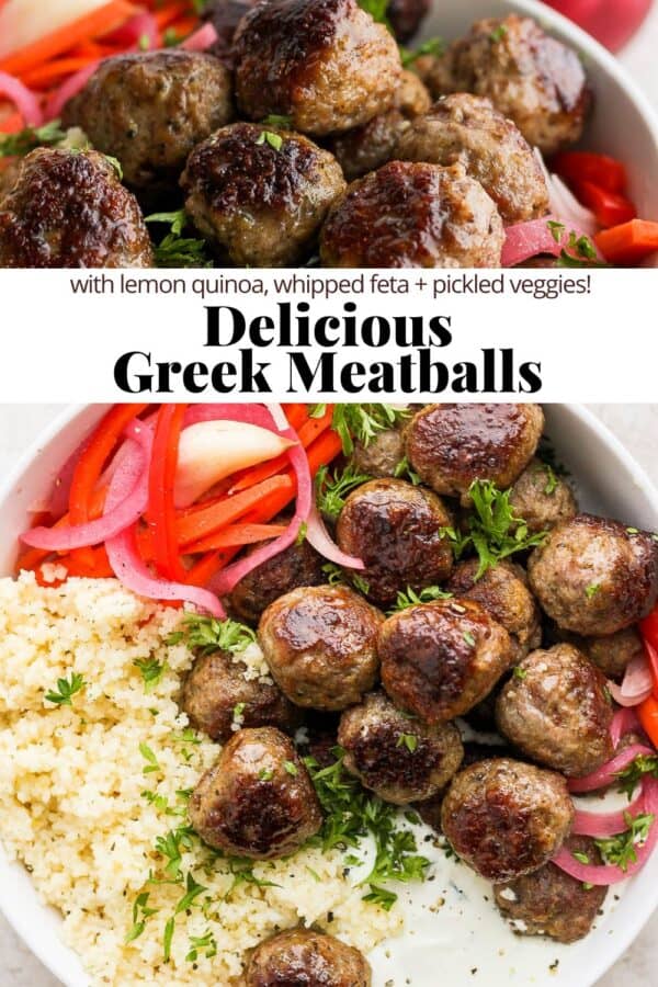 Greek Meatballs (+ quinoa and whipped feta) The Wooden Skillet