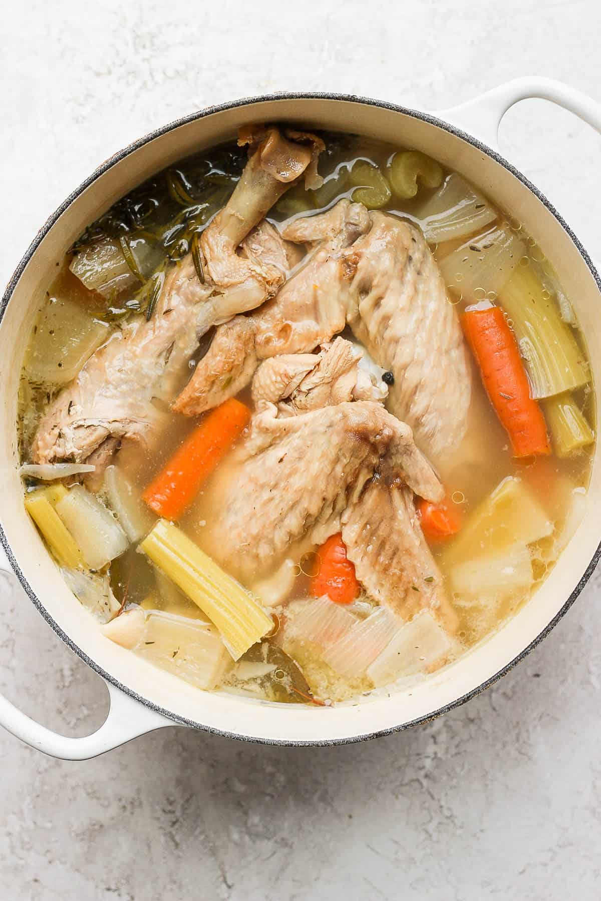 Cooked turkey stock.