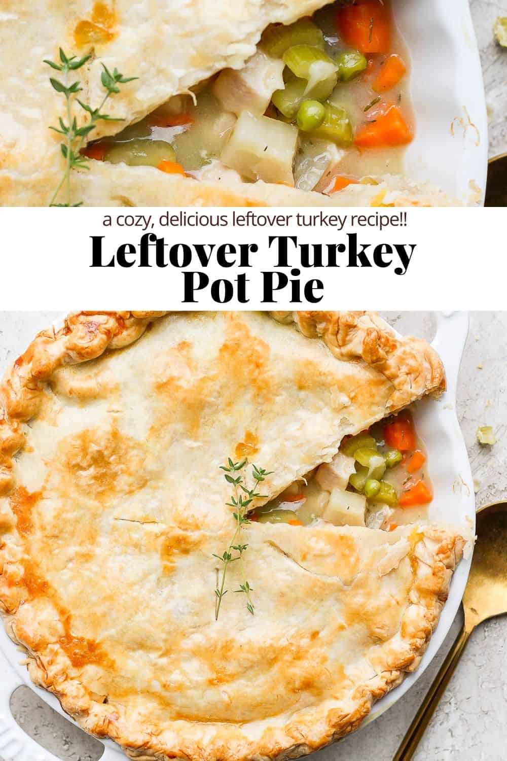 Pinterest image for turkey pot pie.