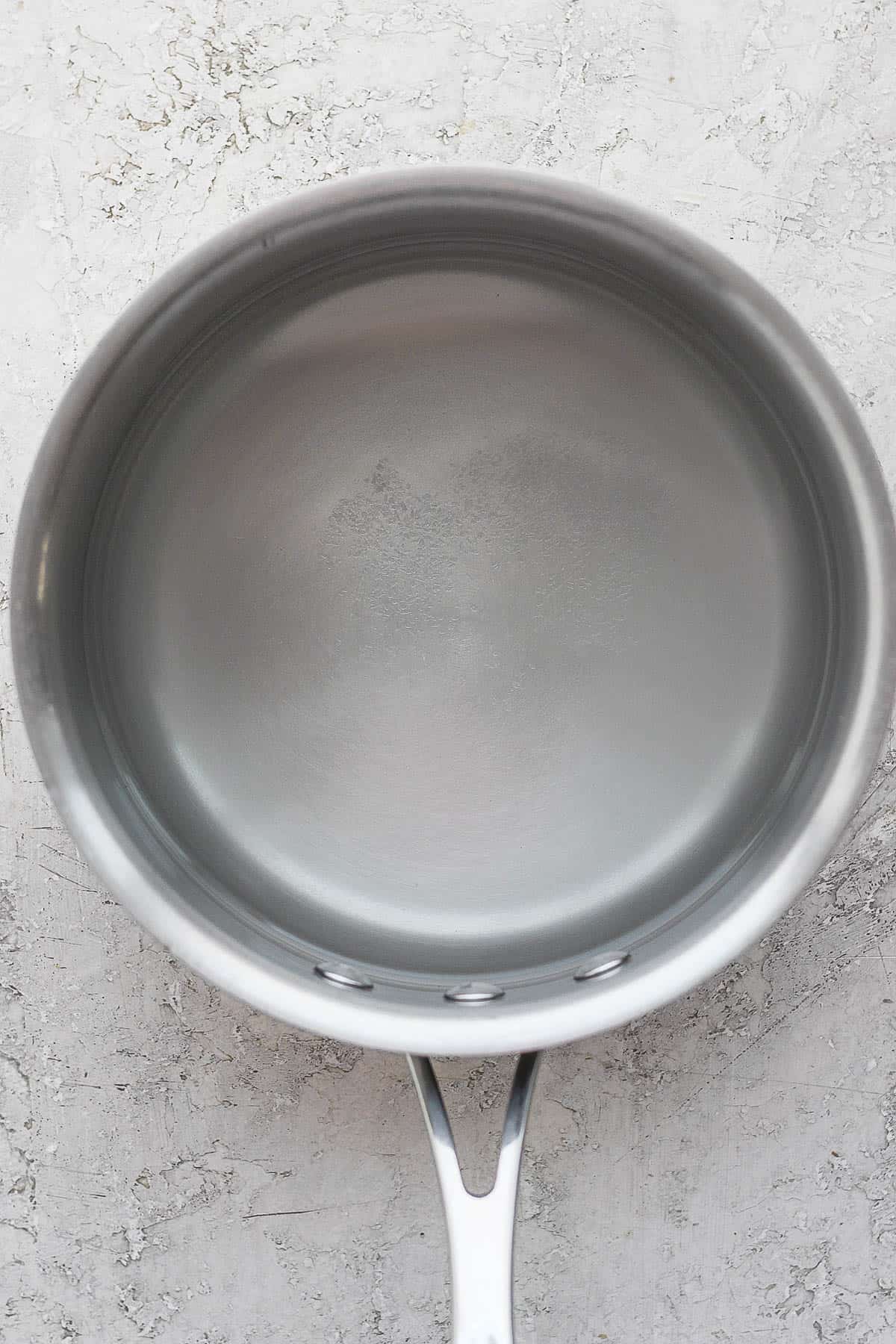 Water and salt in a medium sauce pan.