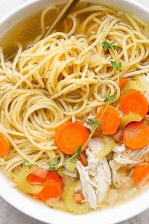 An easy slow cooker chicken noodle soup recipe.