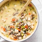 Leftover turkey wild rice soup.