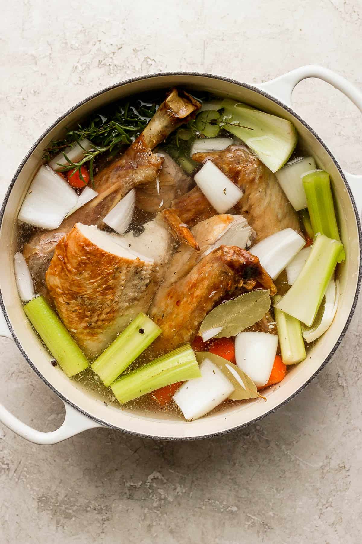 All ingredients in the large stockpot.