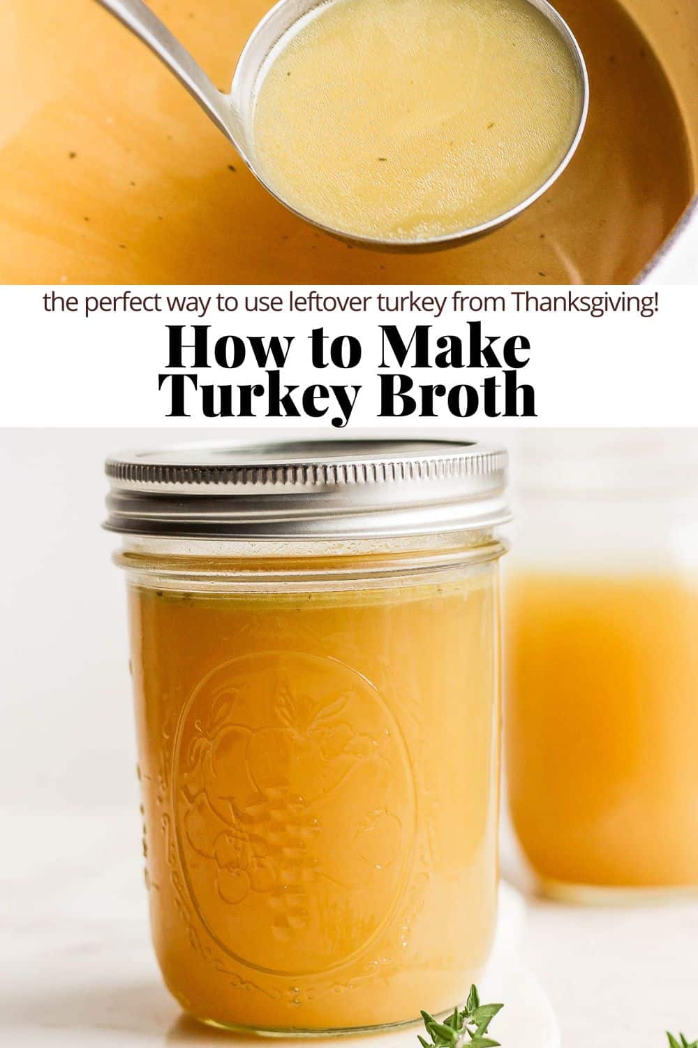 Pinterest image for how to make turkey broth.