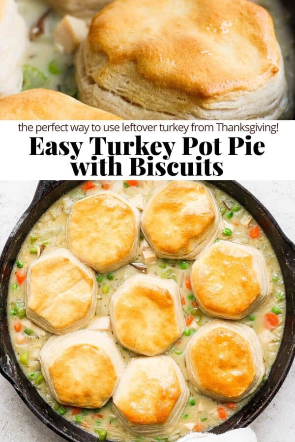 Turkey Pot Pie with Biscuits - The Wooden Skillet