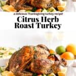 Pinterest image for herb citrus roasted turkey.