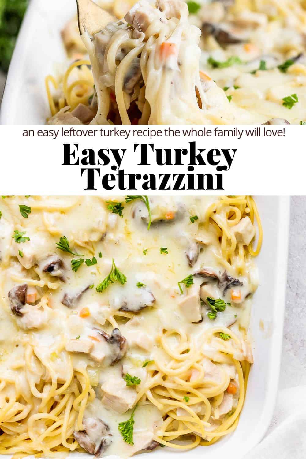 Pinterest image for turkey tetrazzini.