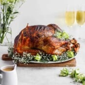A butter and sage roasted turkey for Thanksgiving.