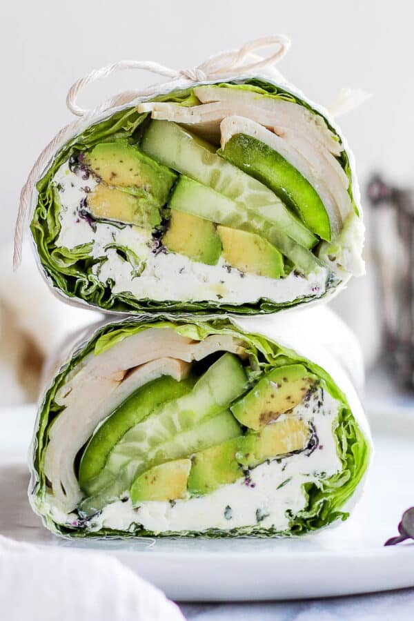 A delicious and easy turkey lettuce wrap.