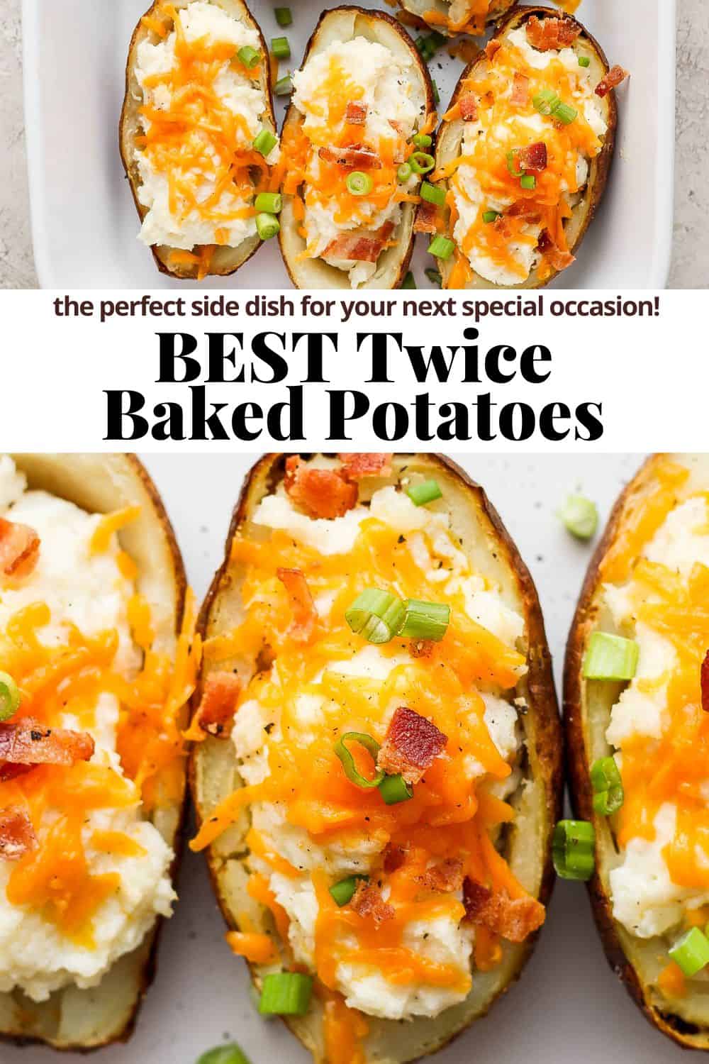 Pinterest image for twice baked potatoes.