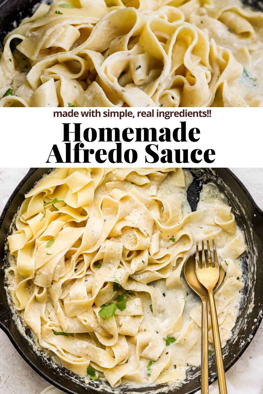 Pinterest image for homemade alfredo sauce.