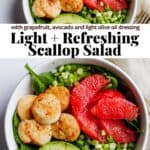 Pinterest image for seared scallop salad.