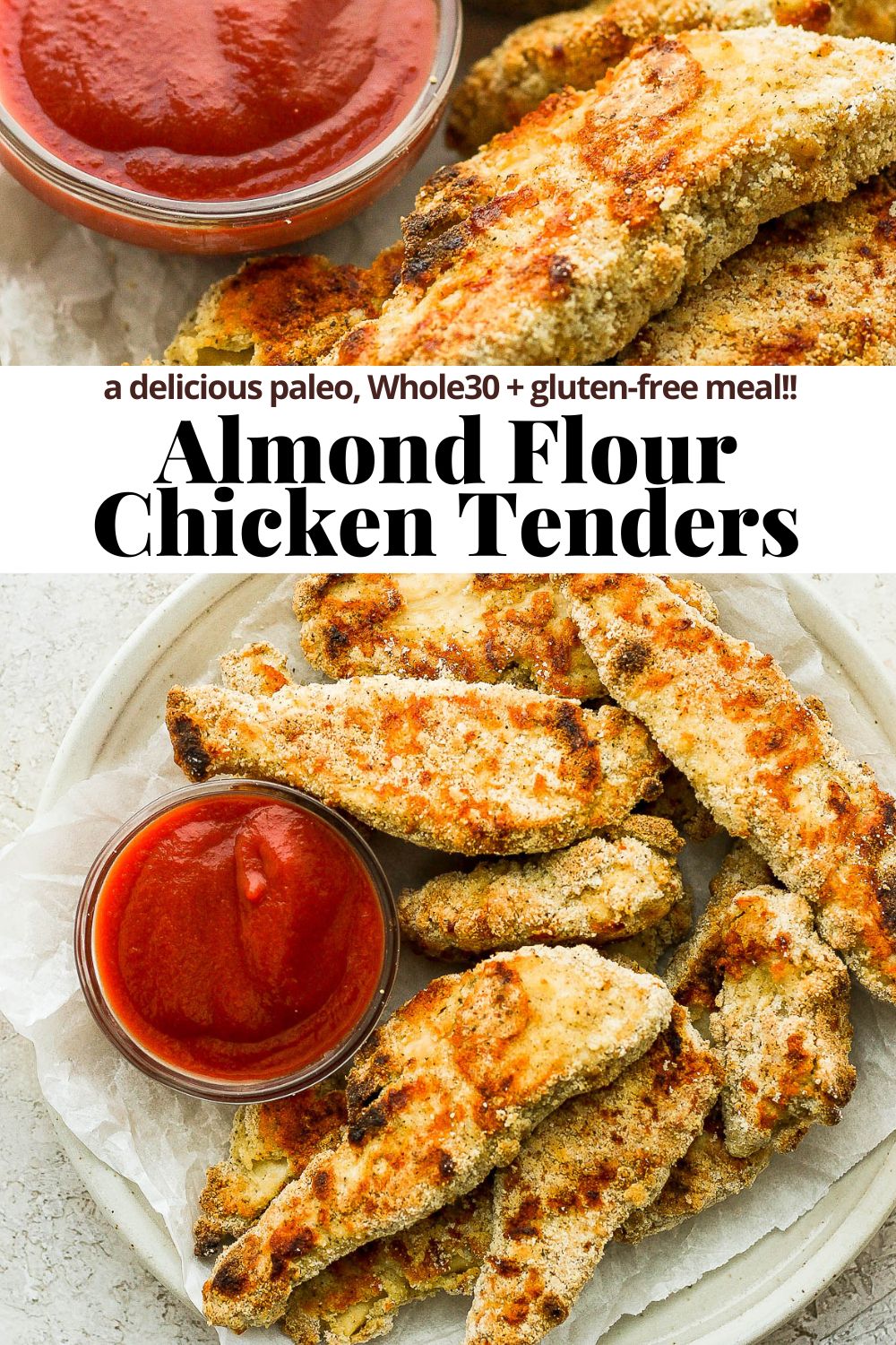 Pinterest image for almond flour chicken tenders.