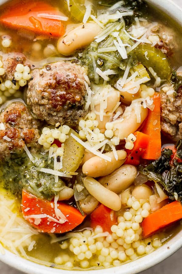 Bowl of Italian wedding soup