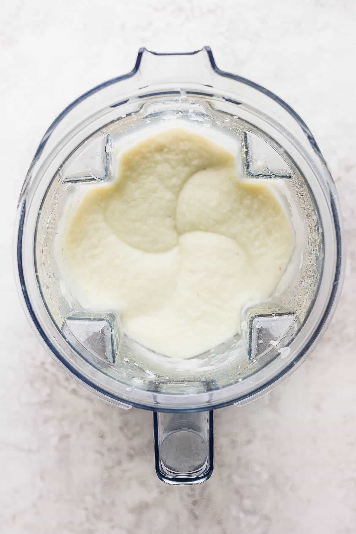 Cauliflower mash in a blender.