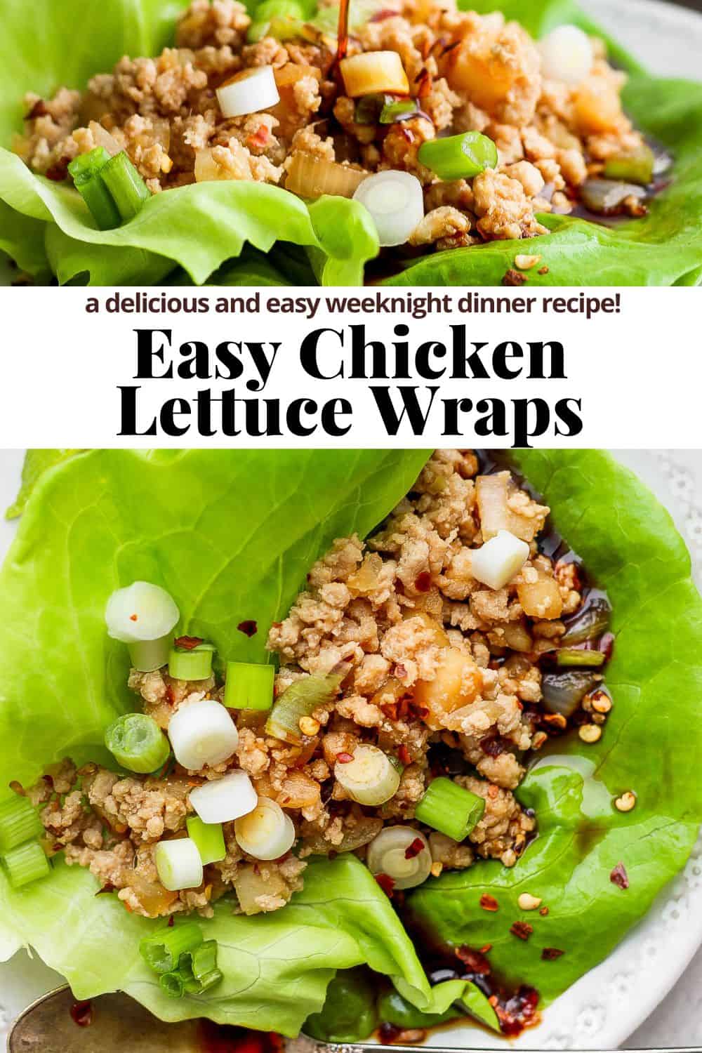 Pinterest image for chicken lettuce wraps.