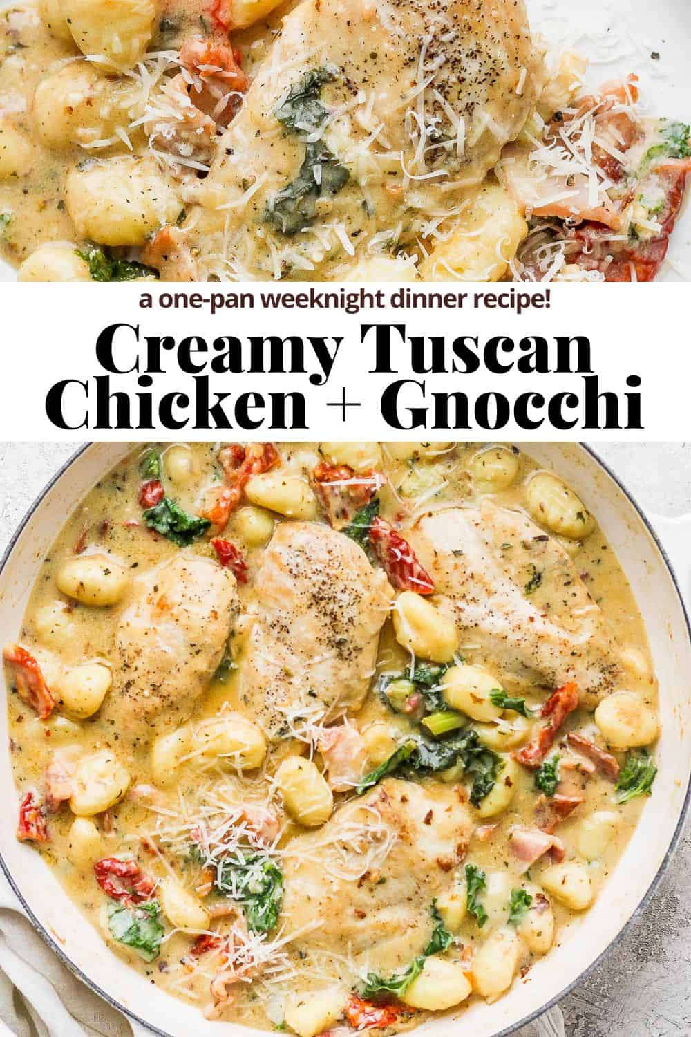 Pinterest image for Tuscan chicken.