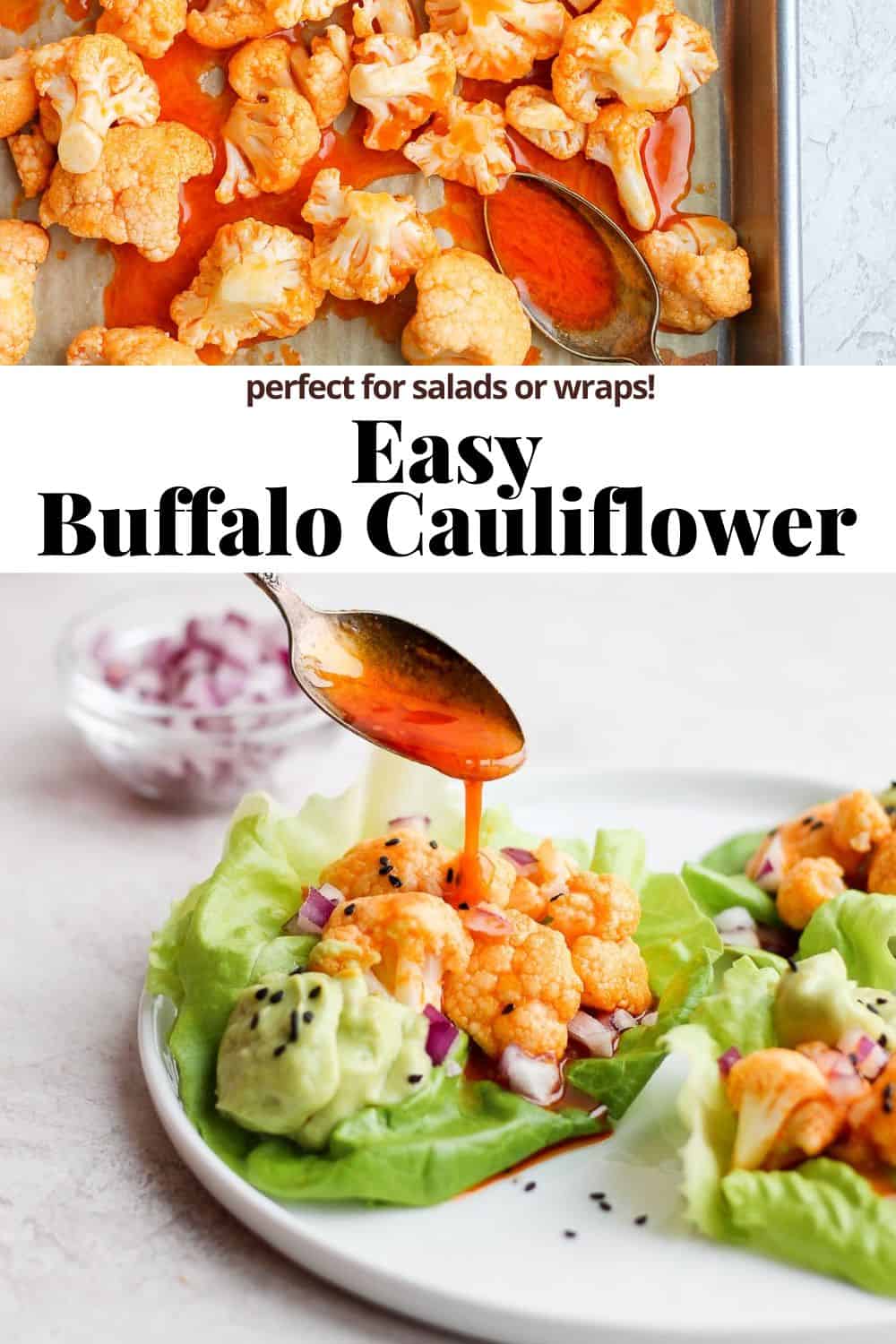 Pinterest image for easy buffalo cauliflower.